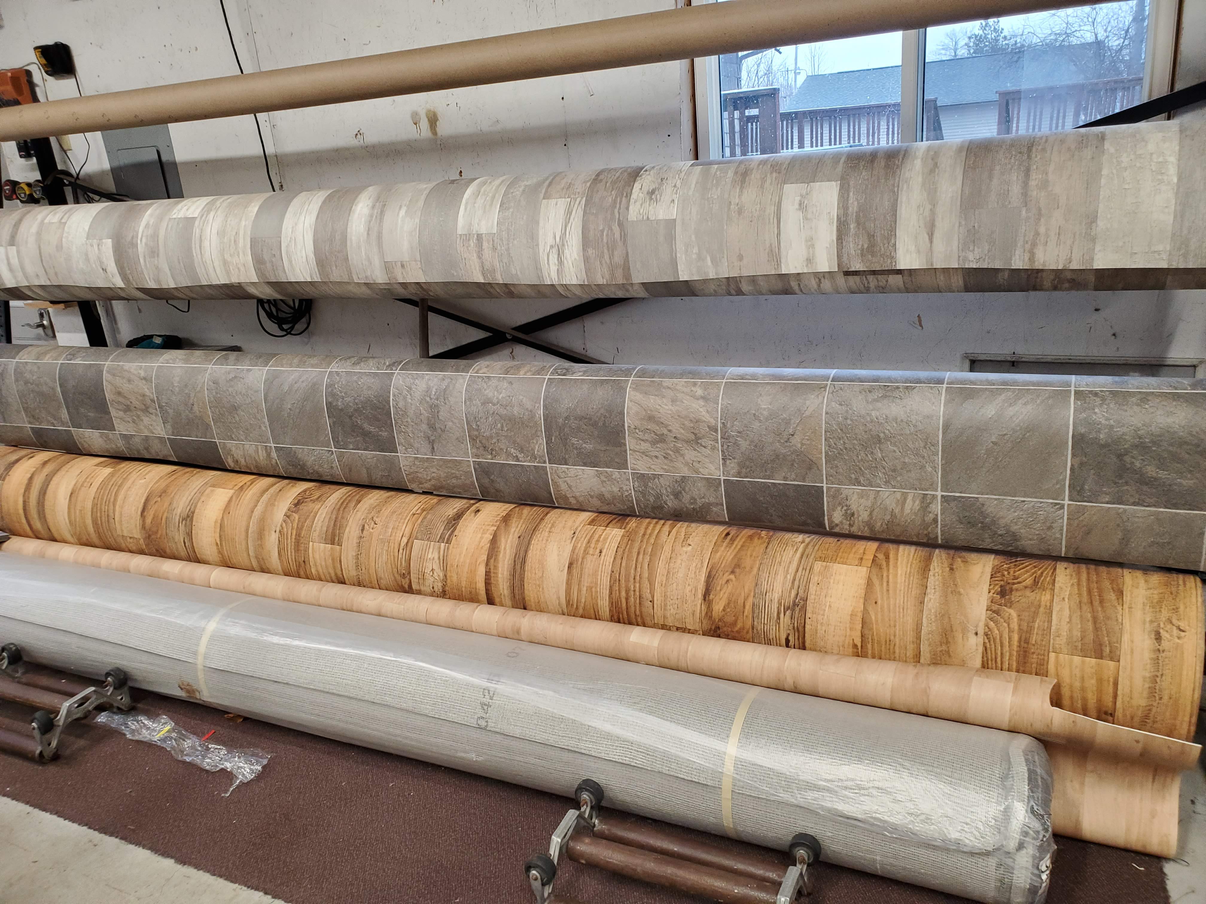 picture of the rolls of viynl in the showroom
